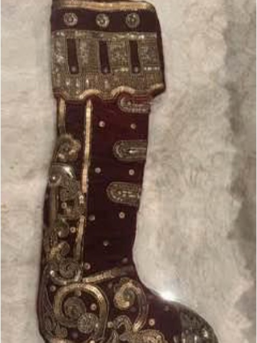 Mark Roberts Embellished Burgundy and Gold Holiday Stocking